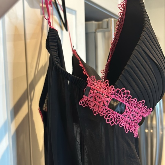 COSMOPOLITAN Black/Hot Pink Camisole Nightie Babydoll Lingerie Size XL - Picture 11 of 11